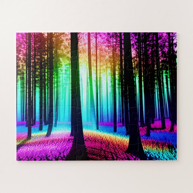 Puzzle Forêt Abstraite en arc-en-ciel enchantée (Horizontal)