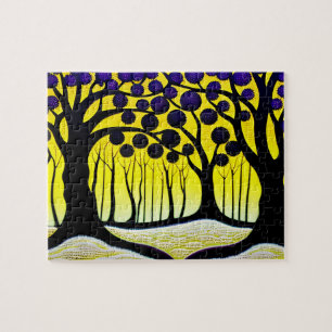 Puzzle Forêt Abstraite jaune et violette