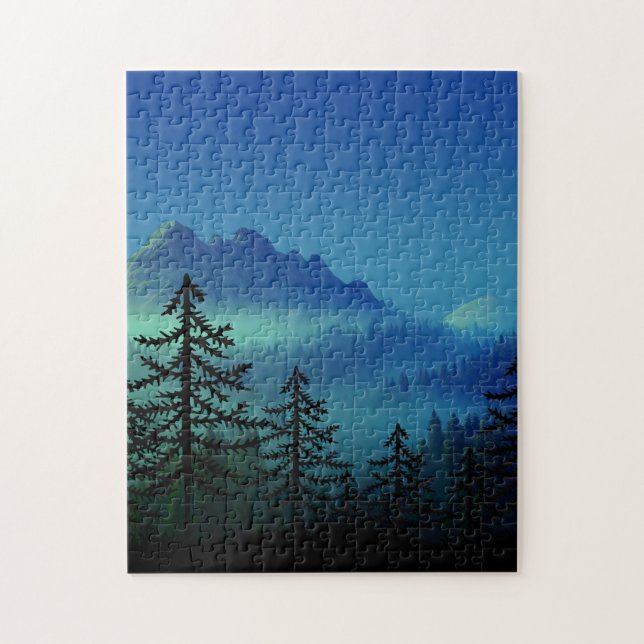 PUZZLE FORÊT CALME DE MINUIT DE MONTAGNE  (Vertical)