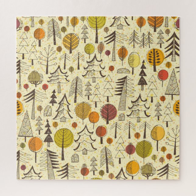 Puzzle Forêt d'automne : Motif graphique transparent. (Vertical)