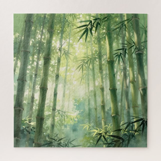 Puzzle Forêt de bambou sereine lueur de brume (Vertical)