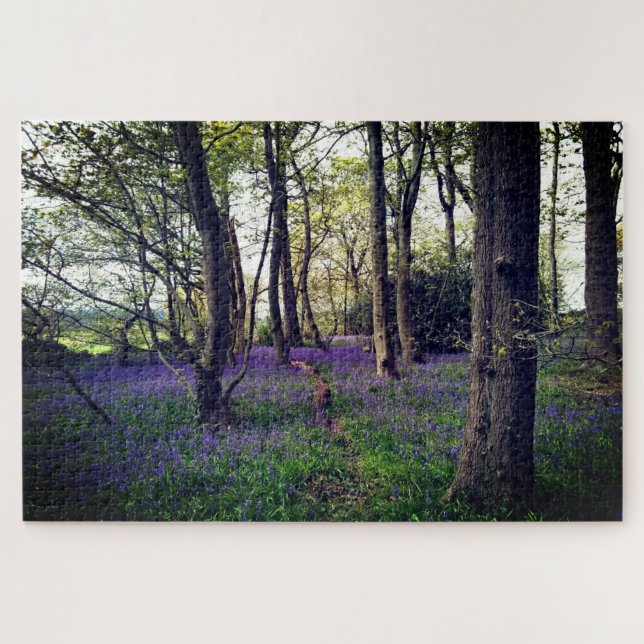 Puzzle Forêt de Bluebells Floral moderne élégant (Horizontal)