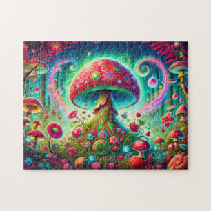 Puzzle Forêt de champignons fantastiques aux couleurs psy