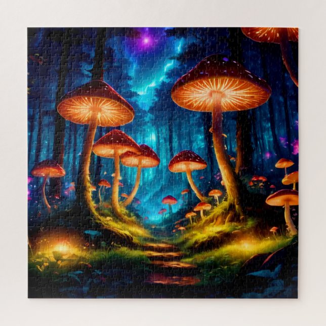 Puzzle Forêt de champignons magique de minuit (Vertical)