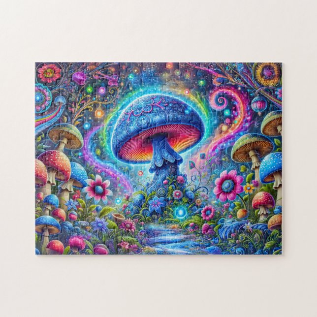 Puzzle Forêt de fantaisie psychédélique avec champignons  (Horizontal)