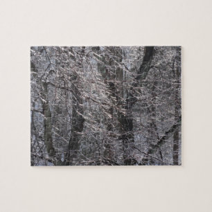 Puzzle Forêt de l'épaisse glacée dans la lumière du matin