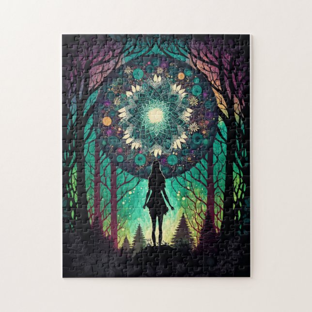 Puzzle Forêt de mandala psychédélique | Art Boho (Vertical)