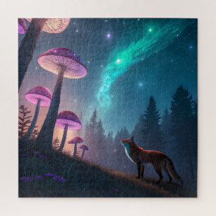 Puzzle Forêt de renard fantastique aux champignons lumine