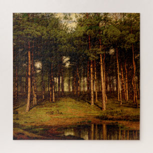 Puzzle Forêt de sapins à Putte avec des lapins Jean Lamor