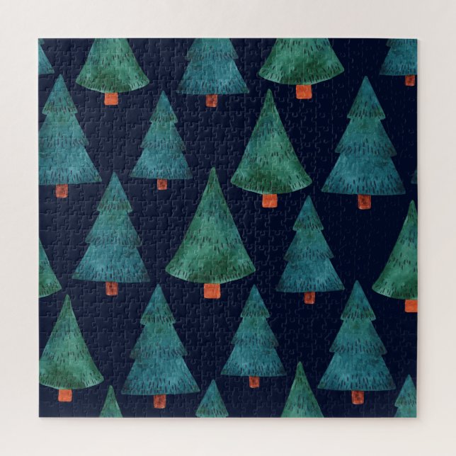 Puzzle Forêt d'Émeraude : Aquarelle de vacances d'hiver (Vertical)