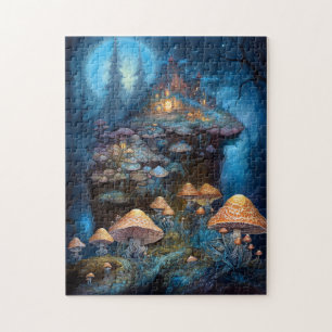 Puzzle Forêt enchantée Champignons Château Imaginaire Art