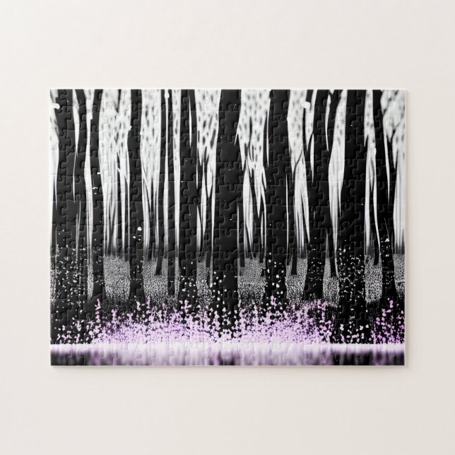 Puzzle Forêt Enchantée Sombre Avec Fleurs Violettes (Horizontal)