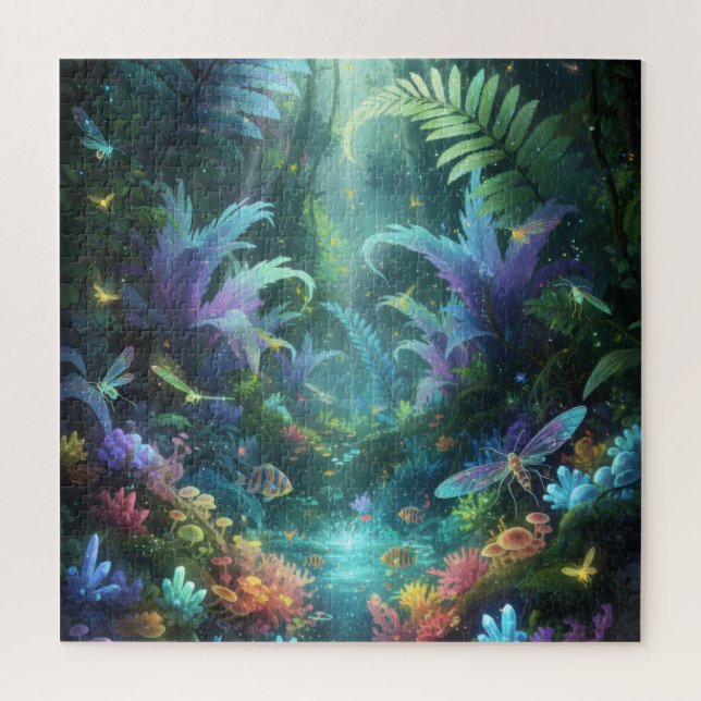 Puzzle Forêt Magique Bioluminescente Jungle Enchantée  (Vertical)