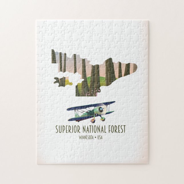 Puzzle Forêt nationale supérieure Minnesota carte vintage (Vertical)