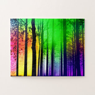 Puzzle Forêt Noire Enchantée Sous Ciel Arc En Ciel