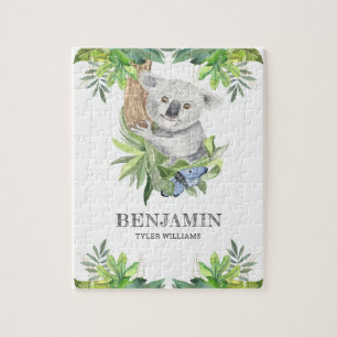 Puzzle Forêt Rustique Ourson Koala Mignon Prénom Enfants