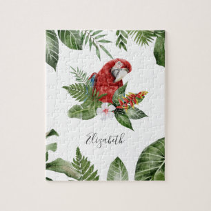 Puzzle Forêt tropicale Ara personnalisé Nom