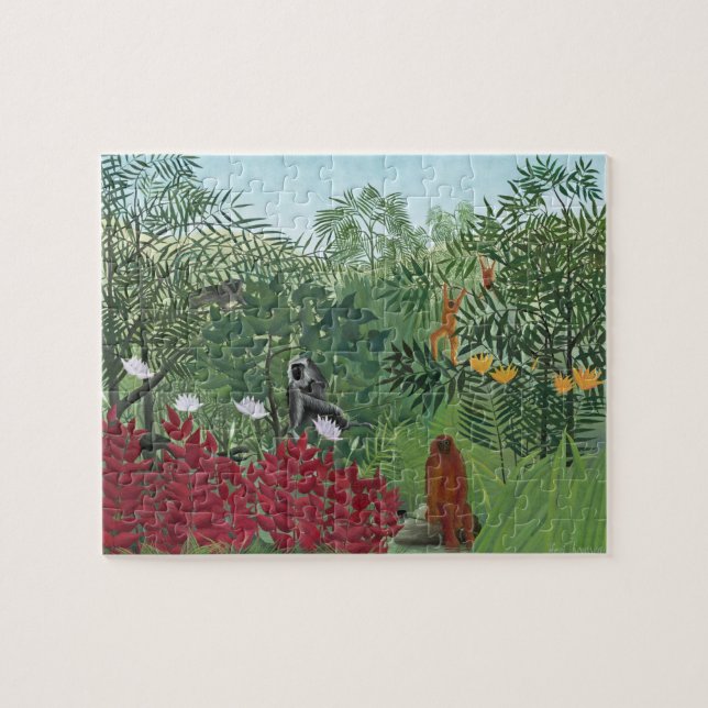 Puzzle Forêt tropicale avec singes, 1910 (huile sur toile (Horizontal)