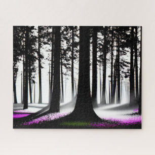 Puzzle Forêt violette noire et blanche