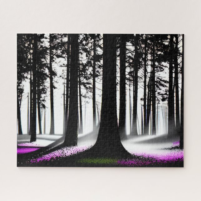 Puzzle Forêt violette noire et blanche (Horizontal)