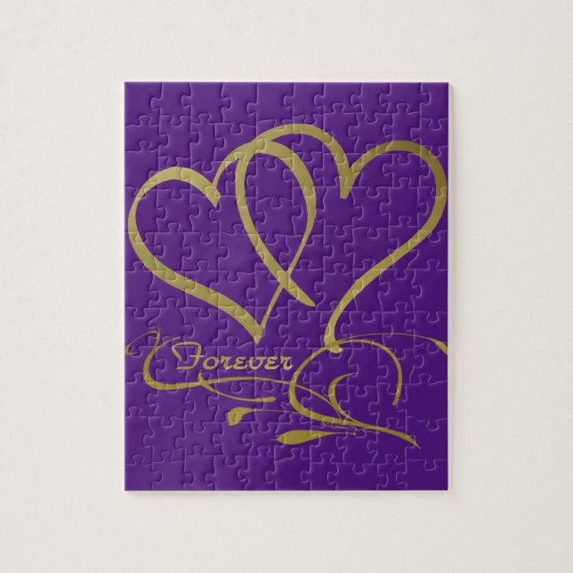 Puzzle Forever Hearts Gold éditable couleurs arrière - pl (Vertical)