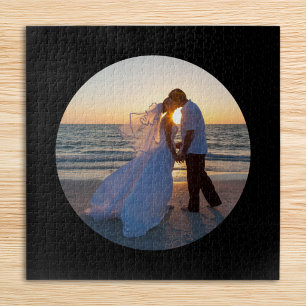 Puzzle Forme de cercle Photo de mariage Noir