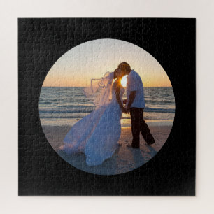 Puzzle Forme de cercle Photo de mariage Noir