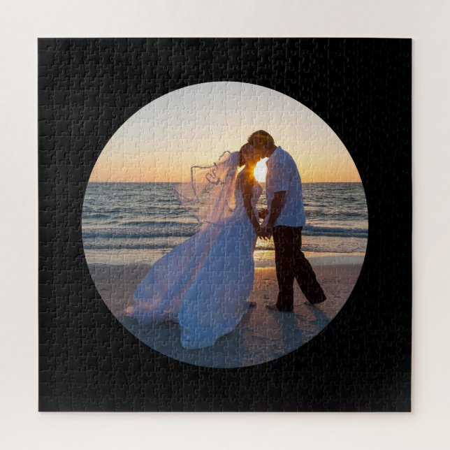 Puzzle Forme de cercle Photo de mariage Noir (Vertical)