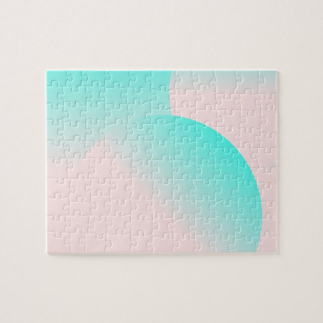 Puzzle Forme pastel rose sarcelle moderne organique (Horizontal)