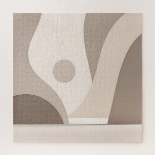 Puzzle Formes Abstraites Organiques Beige Minimaliste