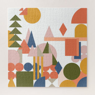 Puzzle Formes Abstraites Paysage Couleurs folk géométriqu
