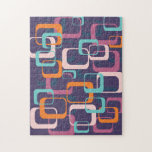 Puzzle Formes géométriques du milieu du siècle rétro Art<br><div class="desc">Un amusant retro formes design dans un style moderne de l'ère de l'espace atomique du milieu du siècle avec un arrière - plan violet.</div>