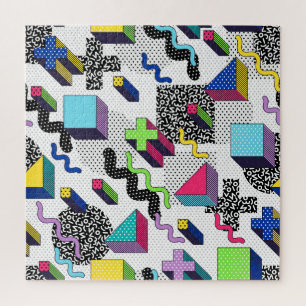 Puzzle Formes géométriques multicolores, motif rétro.