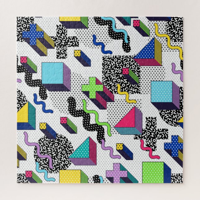 Puzzle Formes géométriques multicolores, motif rétro. (Vertical)