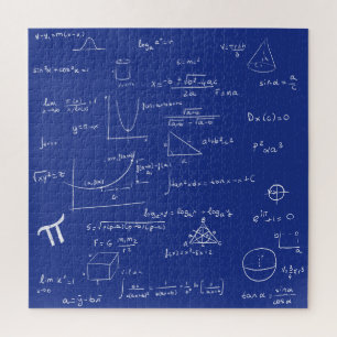 Puzzle Formules Mathématiques Équations Bleu et Blanc