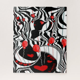 Puzzle Fou, Noir, Blanc, Rouge, Jazz Moderne
