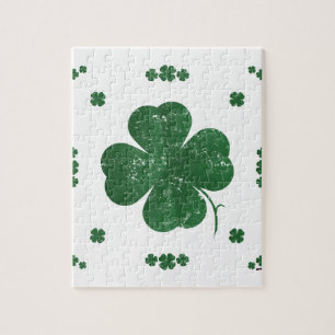 Puzzle Four Leaf Clovers - style vintage