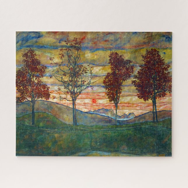 Puzzle Four Trees (Landscape Art) (par Egon Schiele) (Horizontal)