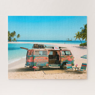 Puzzle Fourgon Thème Retraite sur Plage Tropicale