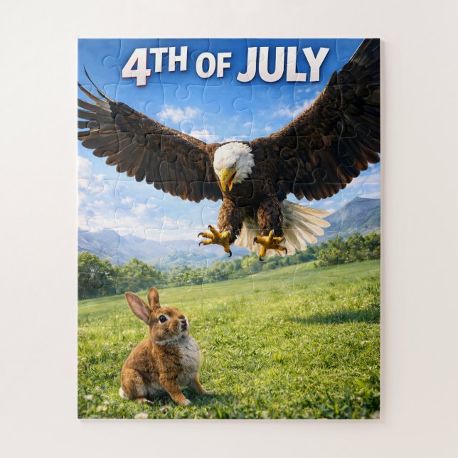 Puzzle Fourth of July, patriotic eagle and bunny jigsaw p (Vertical)