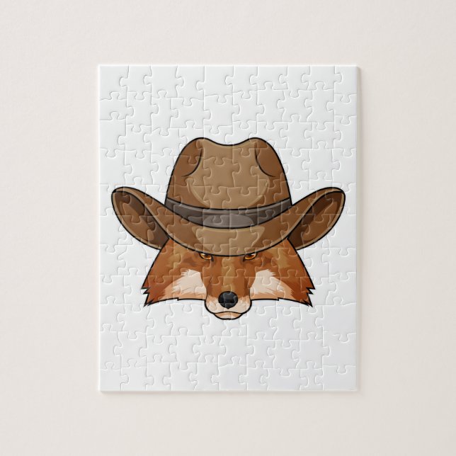 Puzzle Fox comme Cowboy avec Casquette (Vertical)