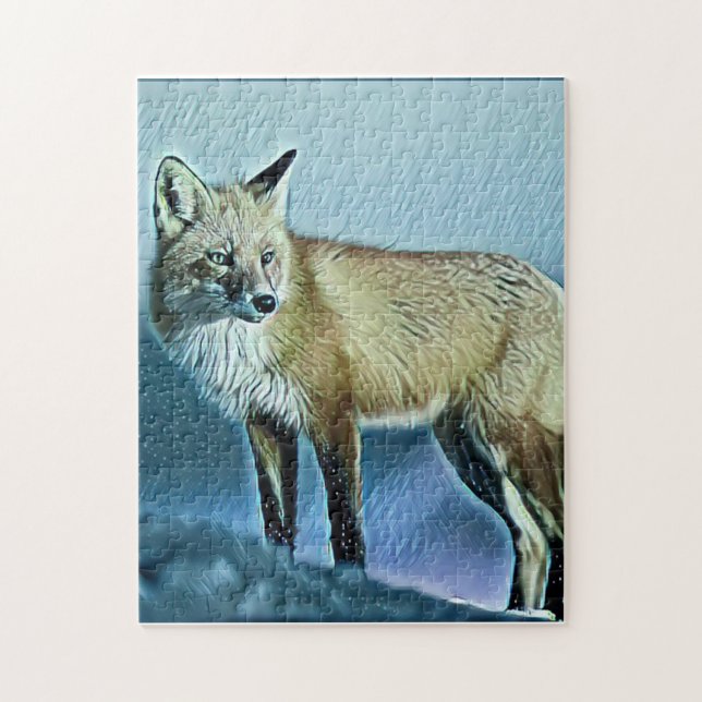 Puzzle Fox Profite d'une journée de neige (Vertical)