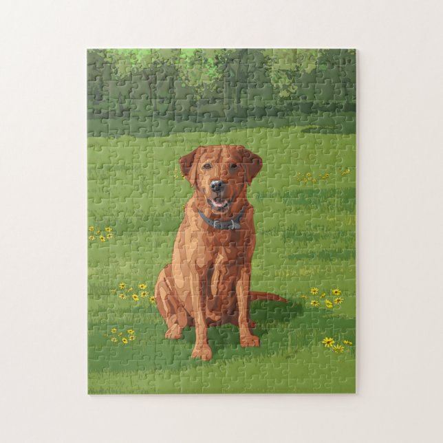 Puzzle Fox Red Yellow Labrador Retriever Chien (Vertical)
