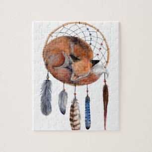 Puzzle Fox rouge dormant sur Dreamcatcher