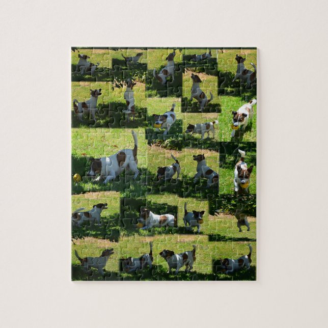 Puzzle Fox Terrier, The Hard Day, Photo Collage, (Vertical)