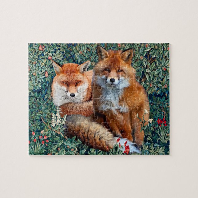 PUZZLE FOXES ROUGES PARMI LA VERDURE, LE FOLIAGE ET LES F (Horizontal)