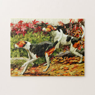 Puzzle Foxhounds (anglais et américain) en bois d'automne