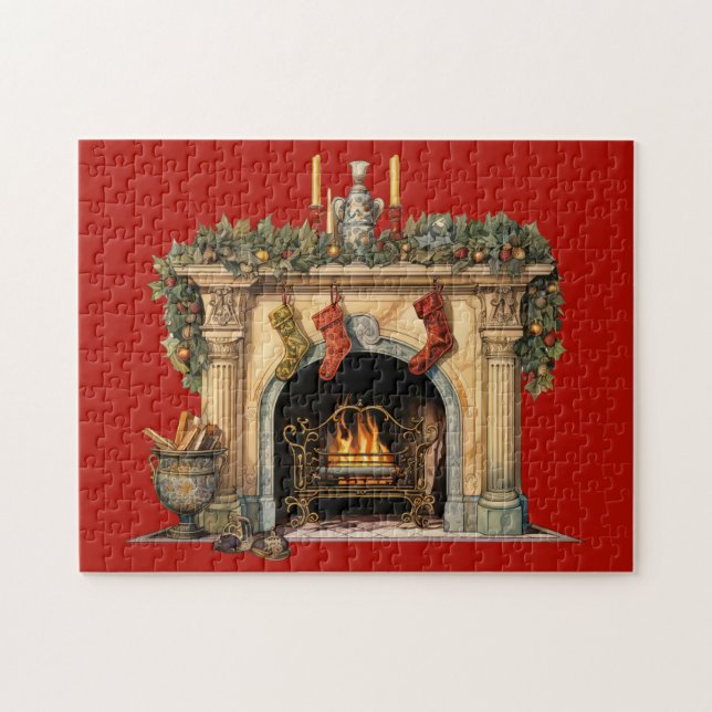 Puzzle Foyer victorien cosy Noël (Horizontal)
