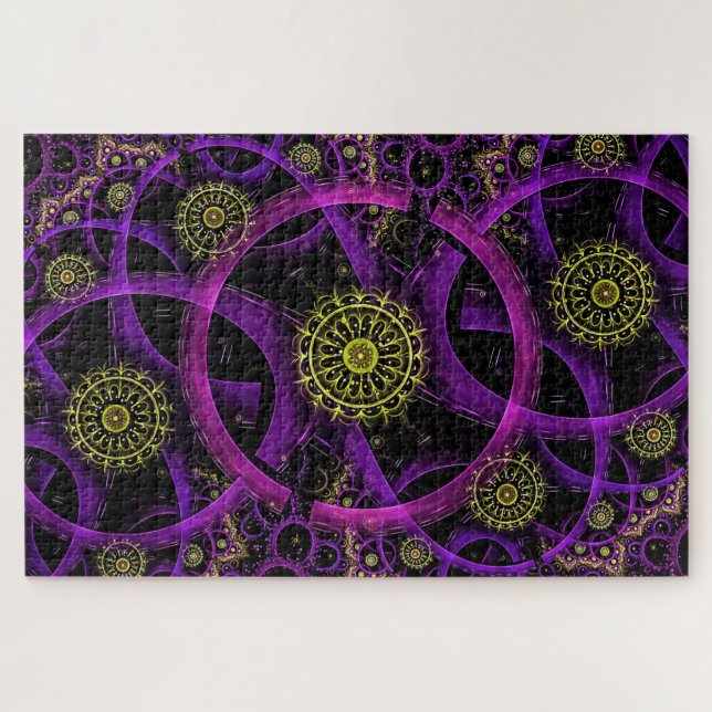 puzzle fractal en or violet (Horizontal)