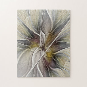 Puzzle Fractal floral, fleur de fantaisie aux couleurs de